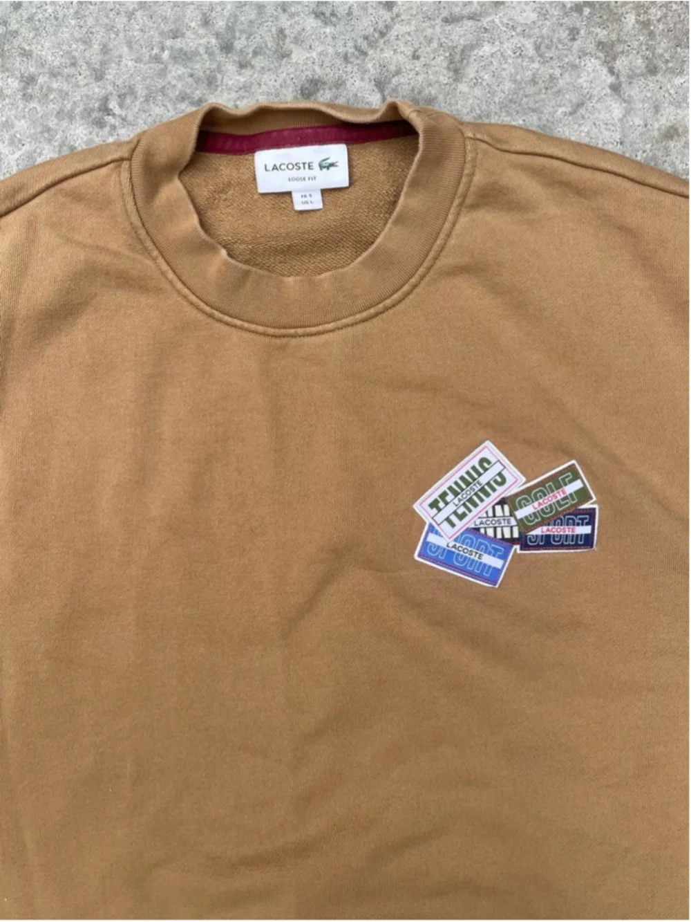 Lacoste Camel Graphic Logo Crewneck Sweatshirt Loose Fit lCotton Fleece Streetwe